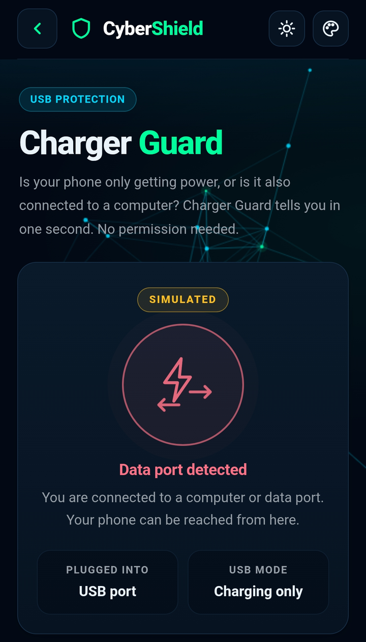 Charger Guard danger screen